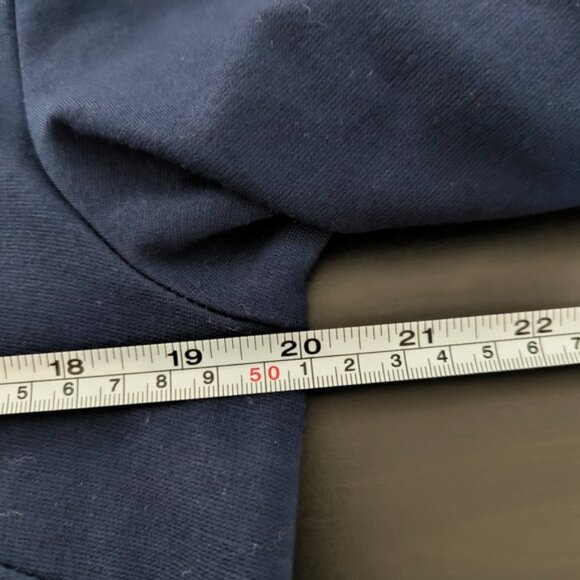 Blue Mini Sheath Dress with Crew Neck and Cuffed Sleeves - Picture 8 of 10